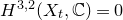 upper H Superscript 3 comma 2 Baseline left parenthesis upper X Subscript t Baseline comma double struck upper C right parenthesis equals 0