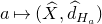 a right arrow from bar left parenthesis ModifyingAbove upper X With caret comma ModifyingAbove d With caret Subscript upper H Sub Subscript a Subscript Baseline right parenthesis
