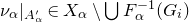 nu Subscript alpha Baseline vertical bar Subscript upper A Sub Subscript alpha Sub Superscript prime Subscript Baseline element of upper X Subscript alpha Baseline minus union upper F Subscript alpha Superscript negative 1 Baseline left parenthesis upper G Subscript i Baseline right parenthesis