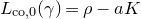 upper L Subscript normal c normal o comma 0 Baseline left parenthesis gamma right parenthesis equals rho minus a upper K