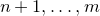 n plus 1 comma ellipsis comma m