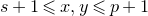s plus 1 less than or slanted equals x comma y less than or slanted equals p plus 1