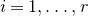 i equals 1 comma ellipsis comma r