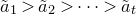 a overtilde Subscript 1 Baseline greater than a overtilde Subscript 2 Baseline greater than midline horizontal ellipsis greater than a overtilde Subscript t