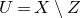 upper U equals upper X minus upper Z