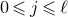 0 less than or slanted equals j less than or slanted equals script l