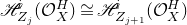 script upper H Subscript upper Z Sub Subscript j Superscript i Baseline left parenthesis script upper O Subscript upper X Superscript upper H Baseline right parenthesis approximately equals script upper H Subscript upper Z Sub Subscript j plus 1 Superscript i Baseline left parenthesis script upper O Subscript upper X Superscript upper H Baseline right parenthesis