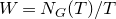 upper W equals upper N Subscript upper G Baseline left parenthesis upper T right parenthesis divided by upper T