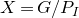 upper X equals upper G divided by upper P Subscript upper I