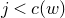 j less than c left parenthesis w right parenthesis