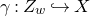 gamma colon upper Z Subscript w Baseline right arrow with hook upper X