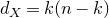 d Subscript upper X Baseline equals k left parenthesis n minus k right parenthesis