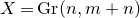 upper X equals normal upper G normal r left parenthesis n comma m plus n right parenthesis
