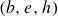left parenthesis b comma e comma h right parenthesis