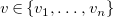v element of StartSet v 1 comma ellipsis comma v Subscript n Baseline EndSet