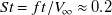 upper S t equals f t divided by upper V Subscript normal infinity Baseline almost equals 0.2