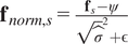 fnorm comma s equals fs minus psi sigma hat 2 plus epsilon