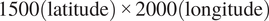 1500 latitude times 2000 longitude
