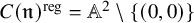 upper C left parenthesis German n right parenthesis Superscript reg Baseline equals double struck upper A squared minus left brace left parenthesis 0 comma 0 right parenthesis right brace