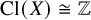 upper C l left parenthesis upper X right parenthesis approximately equals double struck upper Z