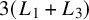 3 left parenthesis upper L 1 plus upper L 3 right parenthesis