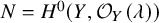 upper N equals upper H Superscript 0 Baseline left parenthesis upper Y comma script upper O Subscript upper Y Baseline left parenthesis lamda right parenthesis right parenthesis