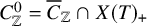 upper C Subscript double struck upper Z Superscript 0 Baseline equals upper C overbar Subscript double struck upper Z Baseline intersection upper X left parenthesis upper T right parenthesis Subscript plus