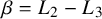 beta equals upper L 2 minus upper L 3