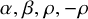 alpha comma beta comma rho comma negative rho