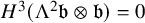 upper H cubed left parenthesis normal upper Lamda squared German b circled times German b right parenthesis equals 0