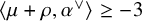 left angle bracket mu plus rho comma alpha Superscript or Baseline right angle bracket greater than or equals negative 3