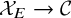 script upper X Subscript upper E Baseline right arrow script upper C