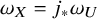 omega Subscript upper X Baseline equals j Subscript asterisk Baseline omega Subscript upper U