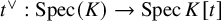 t Superscript or Baseline colon upper S p e c left parenthesis upper K right parenthesis right arrow upper S p e c upper K left bracket t right bracket