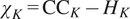 chi upper K equals CCK minus HK
