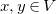 x comma y element of upper V