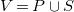upper V equals upper P union upper S