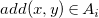 a d d left parenthesis x comma y right parenthesis element of upper A Subscript i