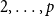 2 comma ellipsis comma p