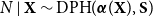 upper N vertical bar bold upper X tilde DPH left parenthesis bold italic alpha left parenthesis bold upper X right parenthesis comma bold upper S right parenthesis