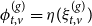 phi Subscript t comma v Superscript left parenthesis g right parenthesis Baseline equals eta left parenthesis xi Subscript t comma v Superscript left parenthesis g right parenthesis Baseline right parenthesis