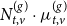 upper N Subscript t comma v Superscript left parenthesis g right parenthesis Baseline dot mu Subscript t comma v Superscript left parenthesis g right parenthesis