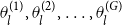 theta Subscript l Superscript left parenthesis 1 right parenthesis Baseline comma theta Subscript l Superscript left parenthesis 2 right parenthesis Baseline comma ellipsis comma theta Subscript l Superscript left parenthesis upper G right parenthesis