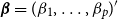 bold italic beta equals left parenthesis beta 1 comma ellipsis comma beta Subscript p Baseline right parenthesis prime