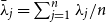 lamda overbar Subscript j Baseline equals sigma summation Underscript j equals 1 Overscript n Endscripts lamda Subscript j Baseline divided by n
