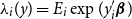 lamda Subscript i Baseline left parenthesis y right parenthesis equals upper E Subscript i Baseline exp left parenthesis y prime Subscript i Baseline bold italic beta right parenthesis