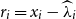 r Subscript i Baseline equals x Subscript i Baseline minus ModifyingAbove lamda With caret Subscript i