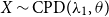 upper X tilde CPD left parenthesis lamda 1 comma theta right parenthesis