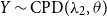 upper Y tilde CPD left parenthesis lamda 2 comma theta right parenthesis
