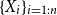 left brace upper X Subscript i Baseline right brace Subscript i equals 1 colon n